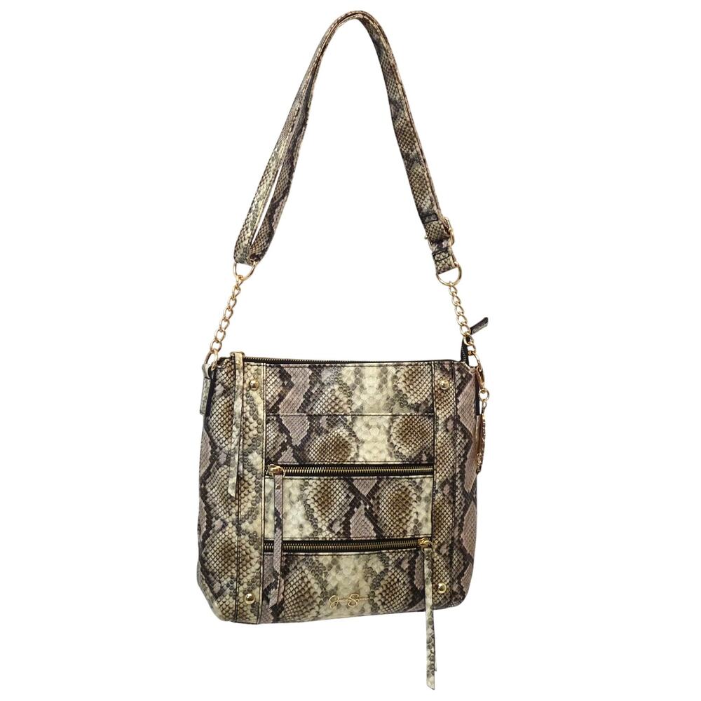 Jessica Simpson Black and Beige Snakeskin Shoulder Bag Crossbody